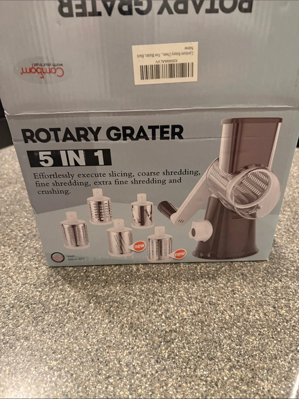 Amazon Rotary Grater 5-in-1 in Gray and Silver